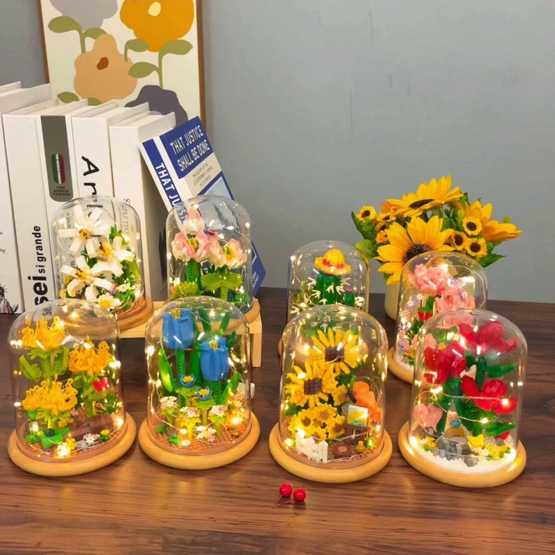 Selling Sunflower, Rose, Carnation Artificial Flowers, Micro-Particle Building Block Flowers, Christmas Gifts For High-Level Building - Image 4