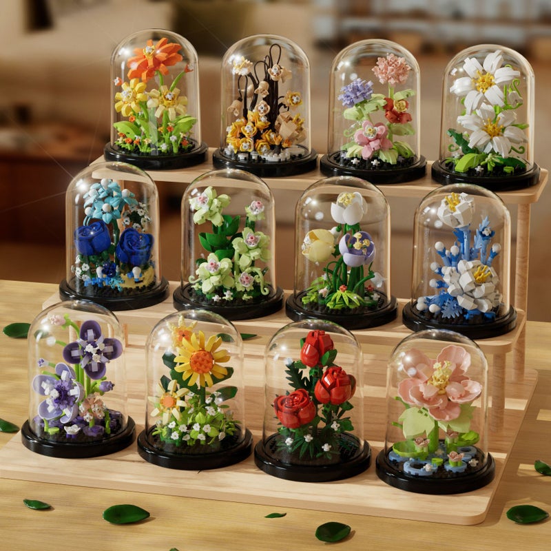 Selling Sunflower, Rose, Carnation Artificial Flowers, Micro-Particle Building Block Flowers, Christmas Gifts For High-Level Building - Image 5