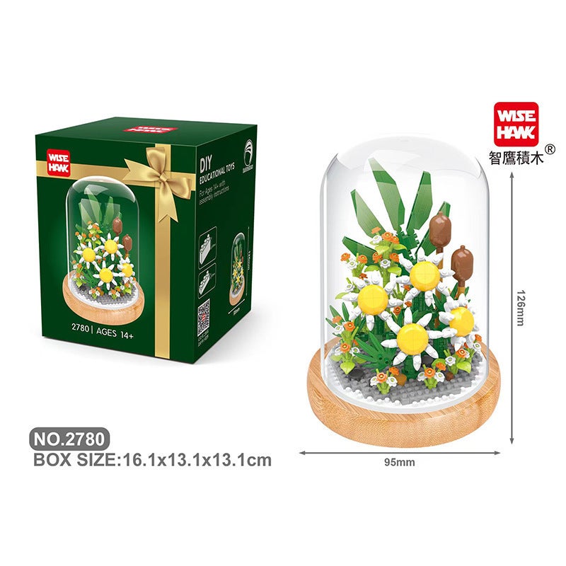 Selling Sunflower, Rose, Carnation Artificial Flowers, Micro-Particle Building Block Flowers, Christmas Gifts For High-Level Building - Image 1