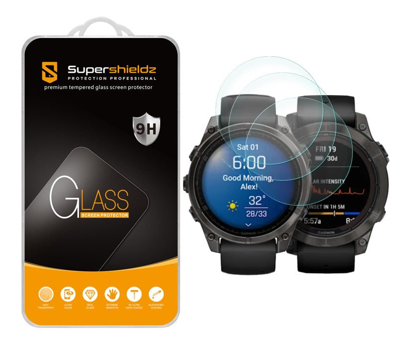 Supershieldz (3 Pack) Designed for Garmin Fenix 7/7 Pro (Solar/Sapphire Solar) [47mm] / Epix (Gen 2) / Epix Pro (47mm) Tempered Glass Screen Protector, Anti Scratch, Bubble Free - Image 1