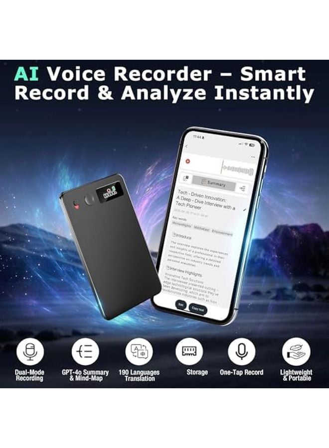 32G Digital Voice Recorder with AI Transcription App Control Noise Reduction for Meetings - Image 4