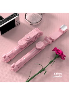 Tripod Integrated Selfie Stick Horizontal And Vertical Shooting Bluetooth Selfie Stick Tremolo Live Mobile Phone Bracket Spot-Color:XT10S Pink Tripod With Fill Light