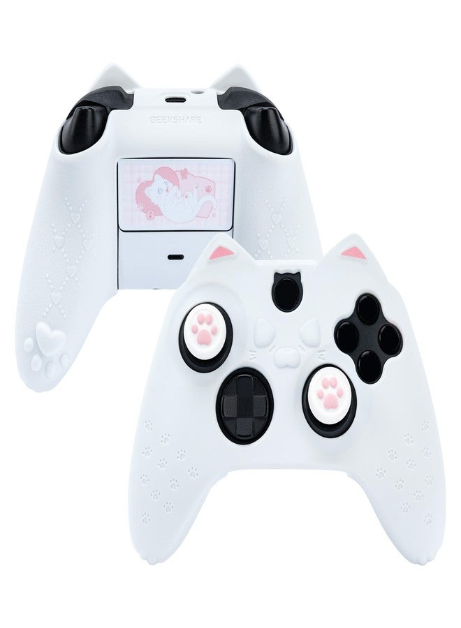 GeekShare Cat Paw Controller Skin Grips Set Anti-Slip Silicone Protective Cover Skin Case Compatible with Xbox Series X Controller with 2 Thumb Grip Caps and 1 Sticker (White) - Image 1