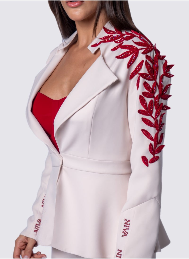 NIVA FASHION HOUSE Leaf Embroidered Jacket  - Image 3