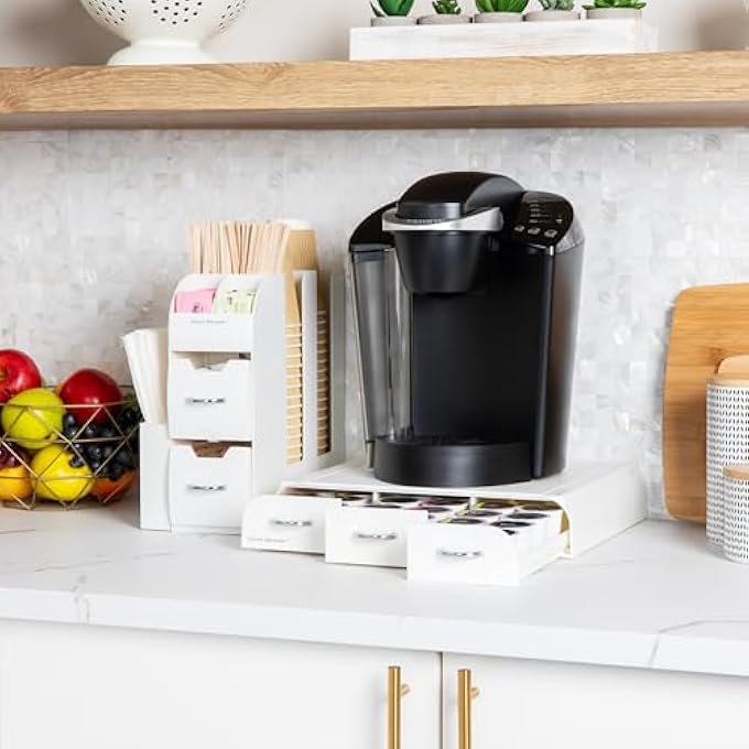 rayihni Single Serve Coffee Pod Drawer And Condiment Organizer Station 20 X 14 X 12 Cmb02Wht - Image 3