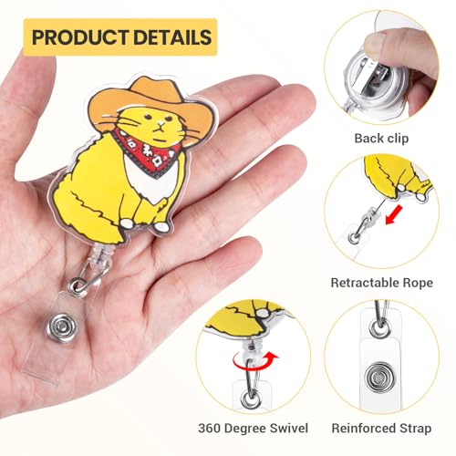 ITOKEY Cowboy Cat Badge Reel, Funny Badge Holder, Cute Nurse Name Tag with Retractable Clip, Medical Worker ID Card Holders, Pediatric Nursing Accessories for Nurse Doctor Student Teacher Office - Image 3