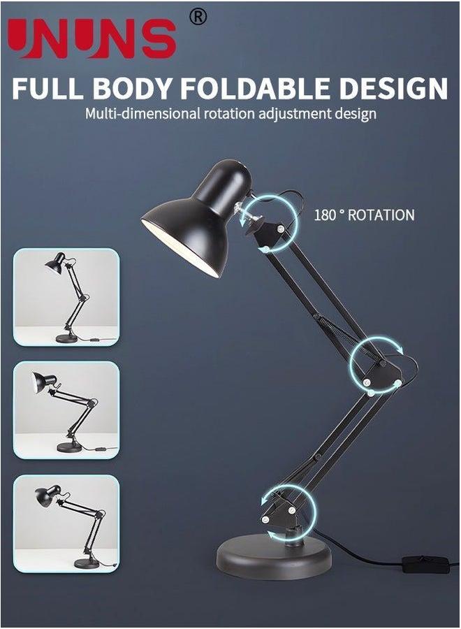 UNUNS Metal Desk Lamp,Adjustable Gooseneck Table Lamp With Interchangeable Base And Clamp Base,Multi-Joint Swing Arm Lamps For Home Office,Work,Study,Reading,Multi-Joint,Black - Image 3