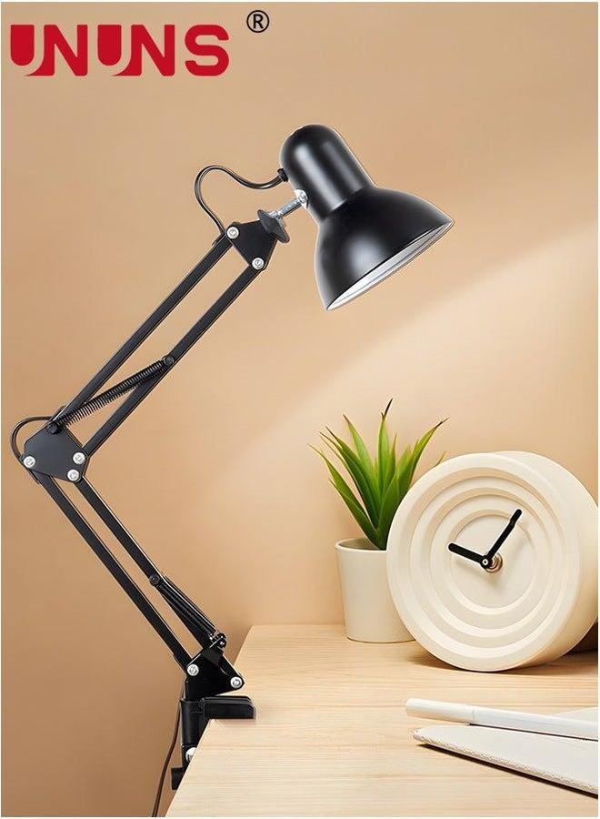UNUNS Metal Desk Lamp,Adjustable Gooseneck Table Lamp With Interchangeable Base And Clamp Base,Multi-Joint Swing Arm Lamps For Home Office,Work,Study,Reading,Multi-Joint,Black - Image 1