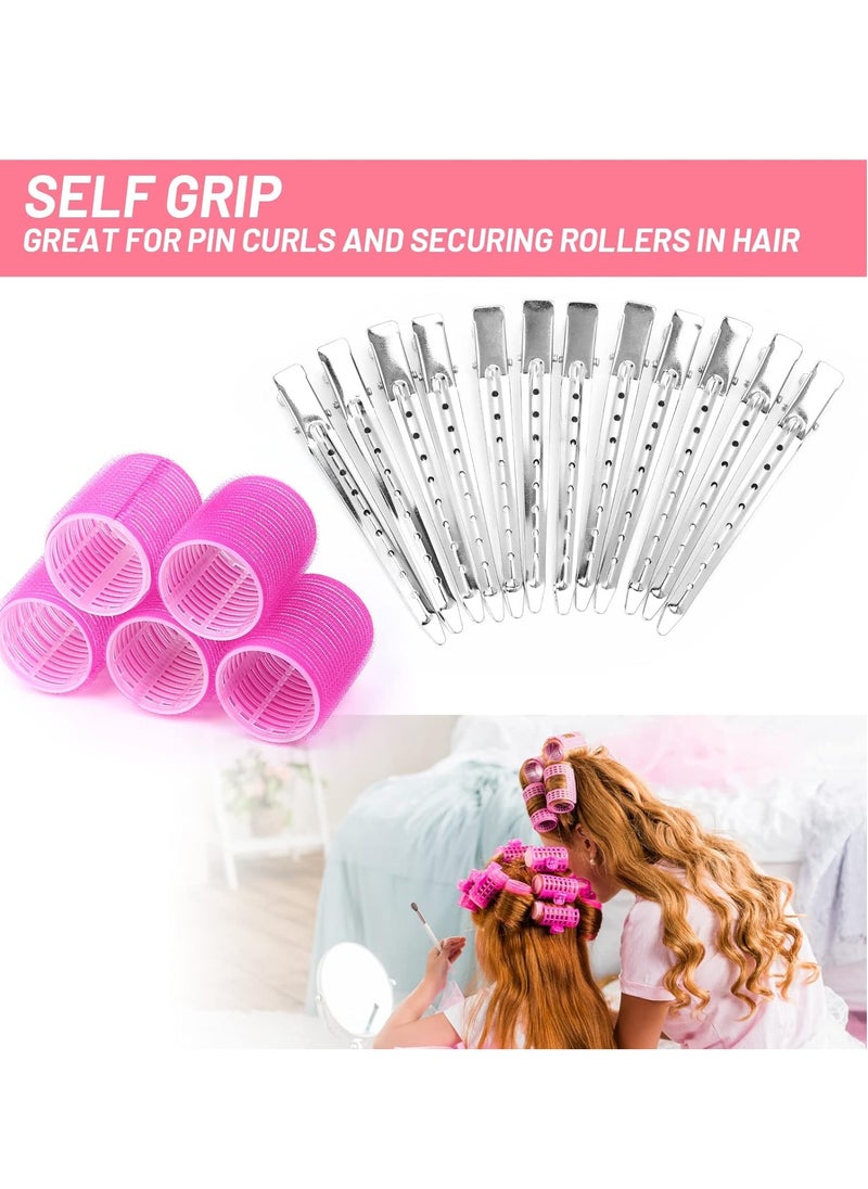 Generic - Jikasa Large Plastic Hair Curlers Set - 24 Pieces Self-Grip Hair Rollers with Stainless Steel Duckbill Clips Fits All Hair Types - Image 1