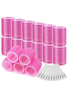 Jikasa Large Plastic Hair Curlers Set - 24 Pieces Self-Grip Hair Rollers with Stainless Steel Duckbill Clips Fits All Hair Types