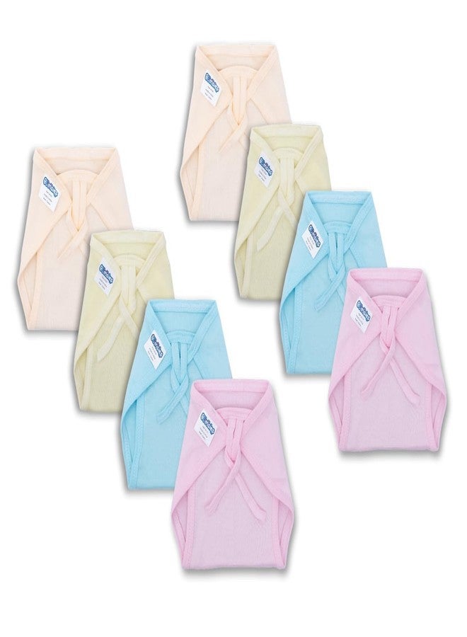 Bumsies Tie up Nappy For Babies, Reusable, Washable Soft Muslin Cotton Padded Nappy/Langot for New Born Baby | Gentle on Baby Skin, Pack of 8 | NewBorn Size, Dyd, Plain