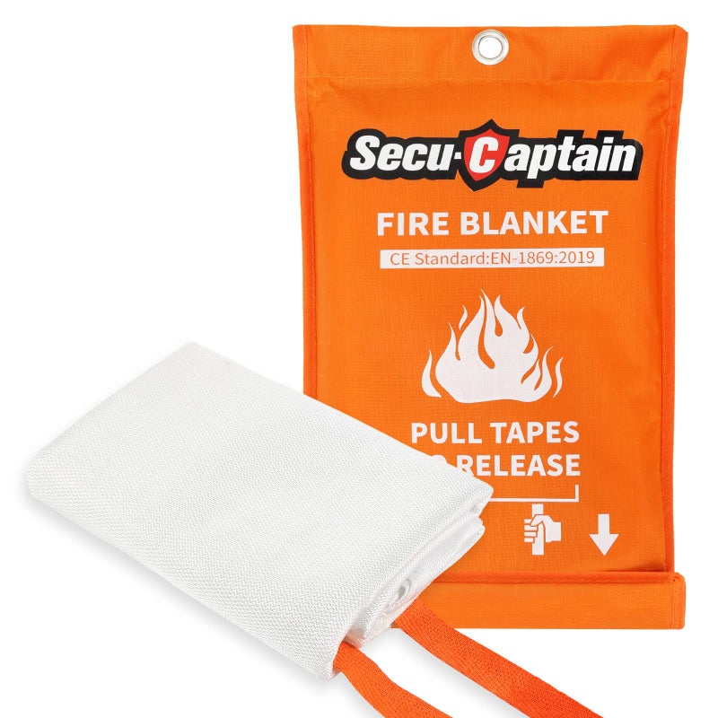 SecuCaptain Emergency Fire Blanket for Home and Kitchen 40x40 Flame Suppression Fiberglass Fire Blankets for House Camping Car Office Warehouse Survival Safety