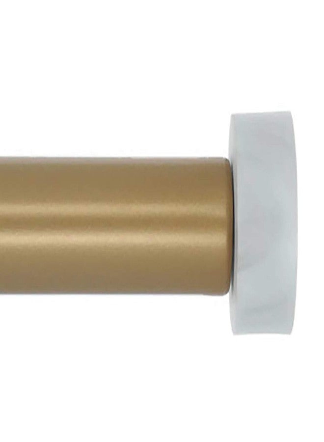 Meriville 1-Inch Diameter Single Window Treatment Curtain Rod, Vico White Marble End Cap Finial, 84-inch to 120-inch Adjustable, Royal Gold - Image 1