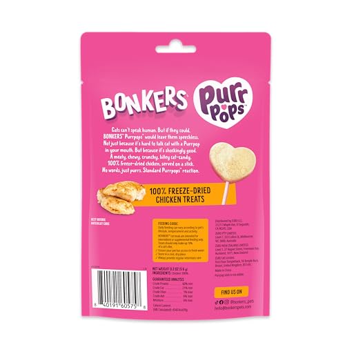 BONKERS Purrpops, Freeze Dried Chicken Flavor Lollipop Cat Treats, Healthy Single Ingredient Treats, Training Treats or Food Topper, for All Breeds and Ages, Value Pack (13 Pack, 52 Pieces) - Image 3