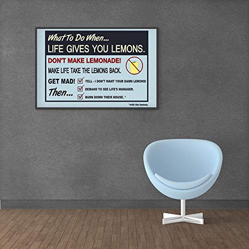 Inephos When Life Gives You Lemons Funny Poster Print (Size: 8 inch X 12 inch, Framed, Laminated Print) - Image 1