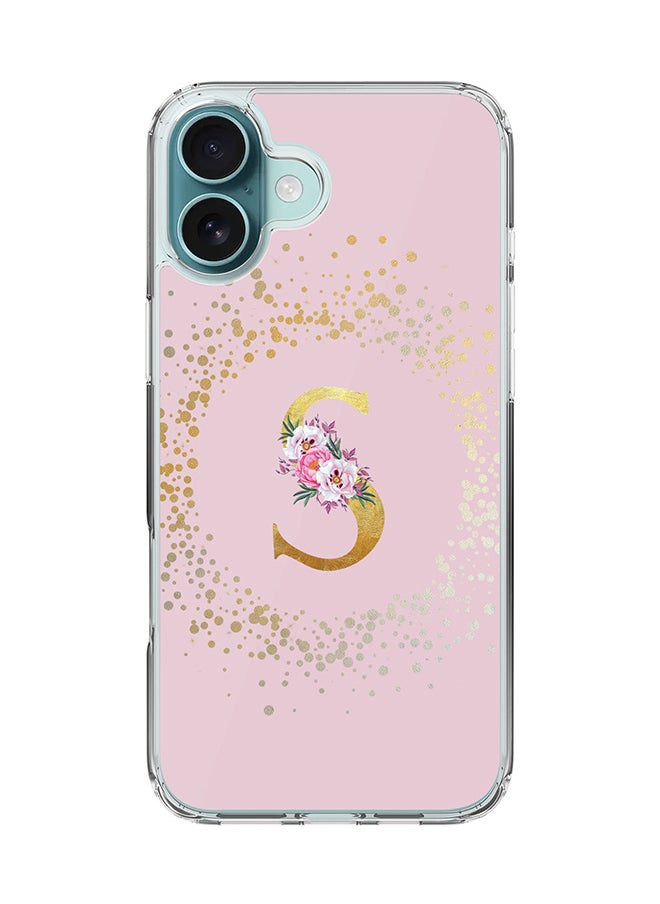 Stylizedd For iPhone 16 Plus Case [Compatible with MagSafe] Slim Magnetic cover Clear Phone Case - Custom Monogram Floral - S (Pink )  - Image 1