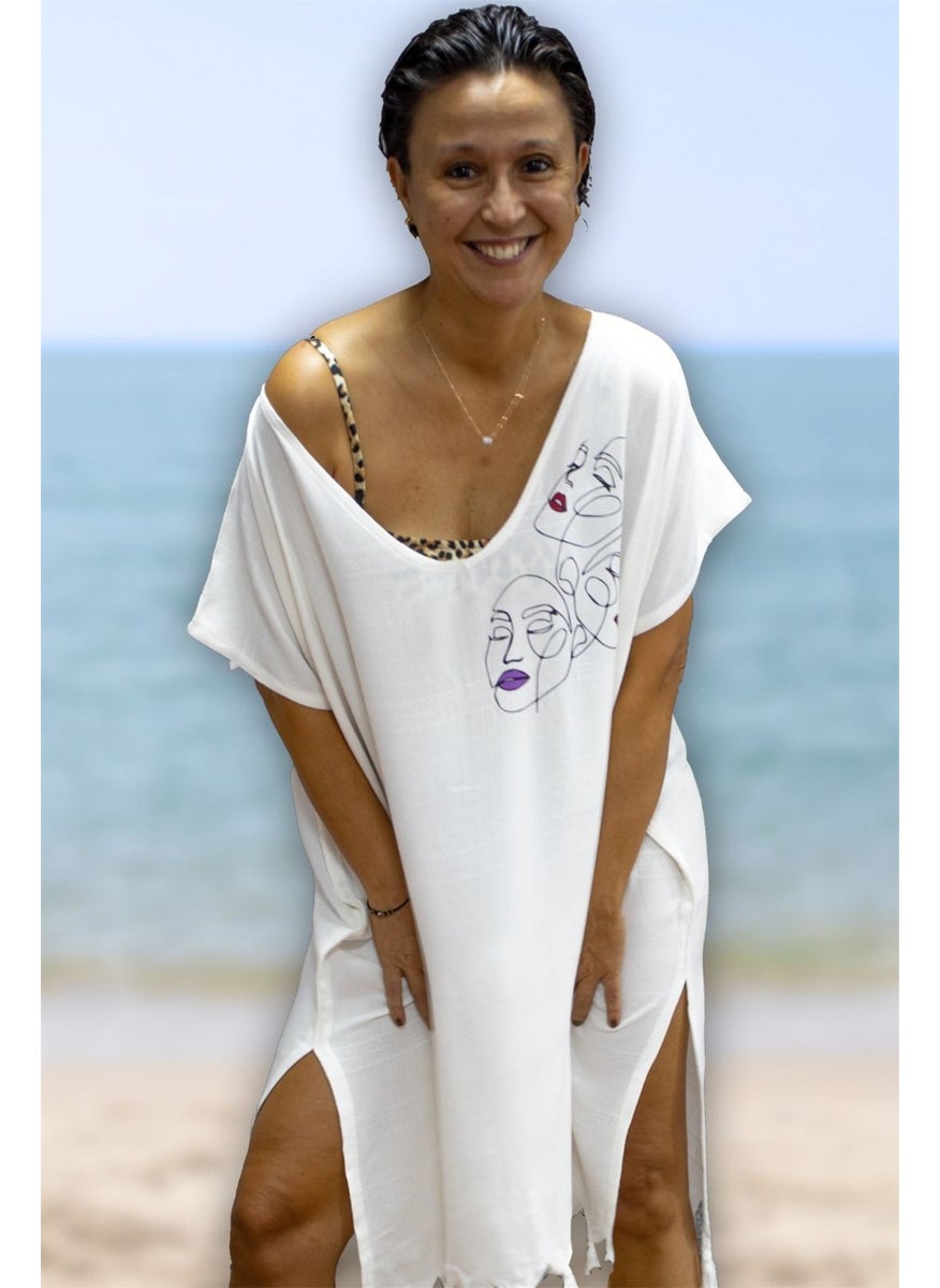 class Beach Dress Viscose Cotton No Piping Mask Pattern S-M  - Image 2