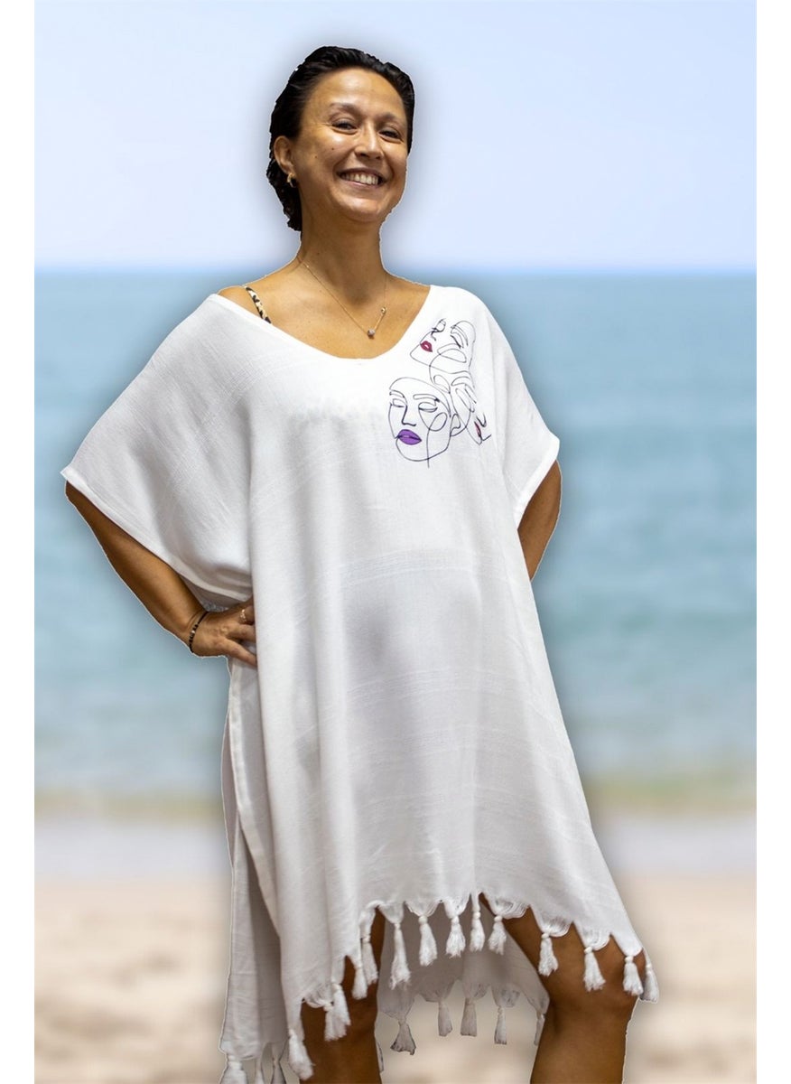 class Beach Dress Viscose Cotton No Piping Mask Pattern S-M  - Image 3