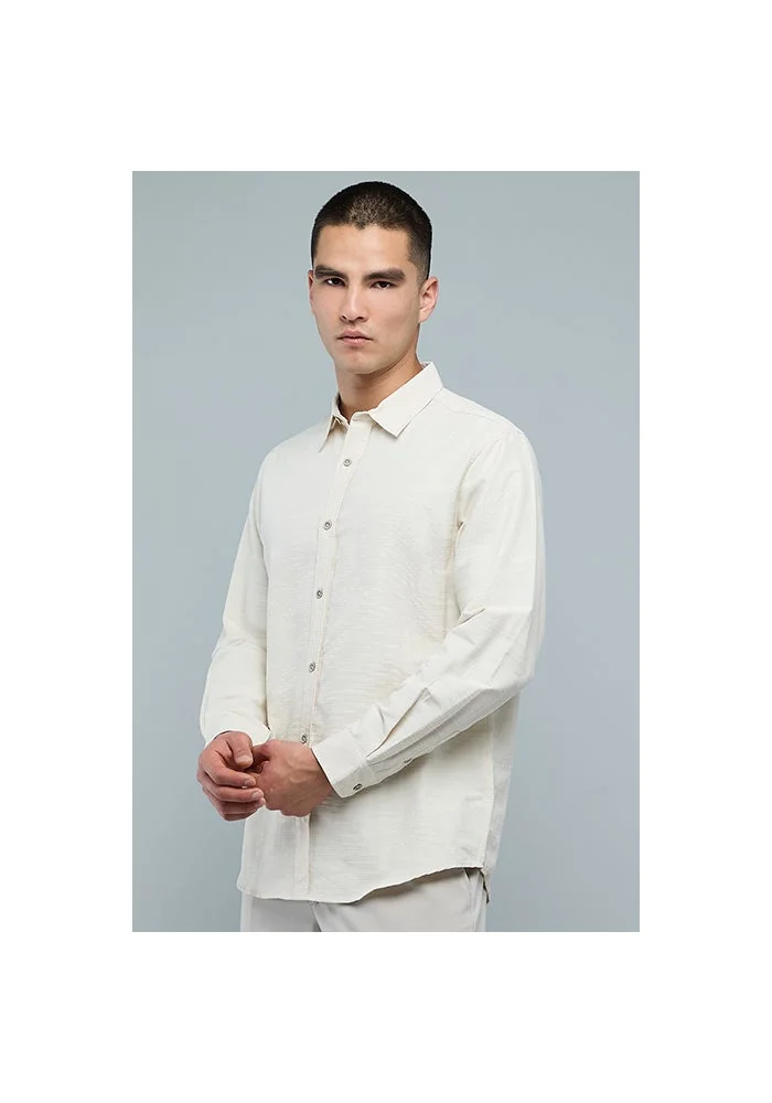 R&b Solid Shirt with Classic Collar and Long Sleeves