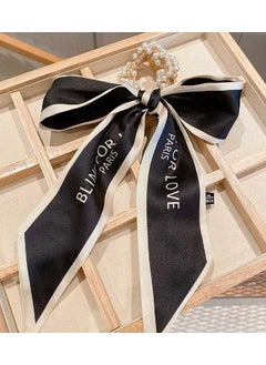 FQ007-16# Black letter Pearl ribbon hair ring