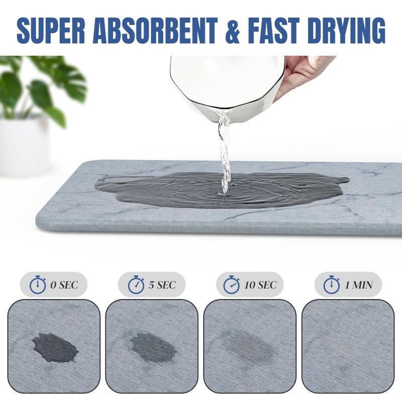 Plentio Quick Dry Stone Drying Mat for Kitchen Counter, Water-Absorbent Diatomaceous Dish Drying Mats, Multi-Purpose Stone Drying Tray for Cups Dishes Bottles - Image 4
