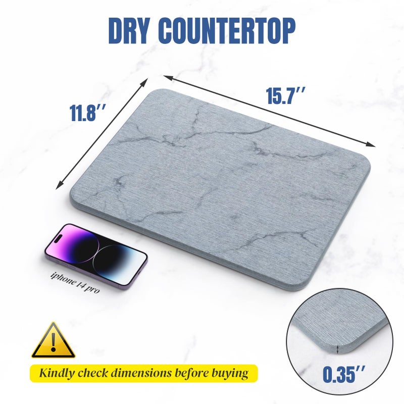 Plentio Quick Dry Stone Drying Mat for Kitchen Counter, Water-Absorbent Diatomaceous Dish Drying Mats, Multi-Purpose Stone Drying Tray for Cups Dishes Bottles - Image 5