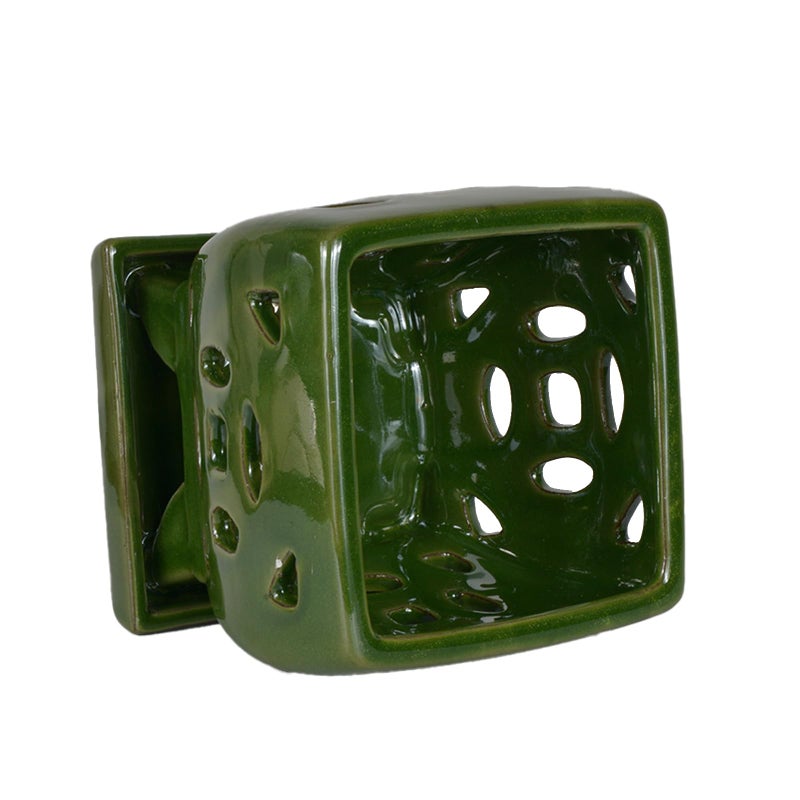 w w W&W Orchid Pot with Holes and Saucer for Repotting, Seagreen, 5.5" - Image 4