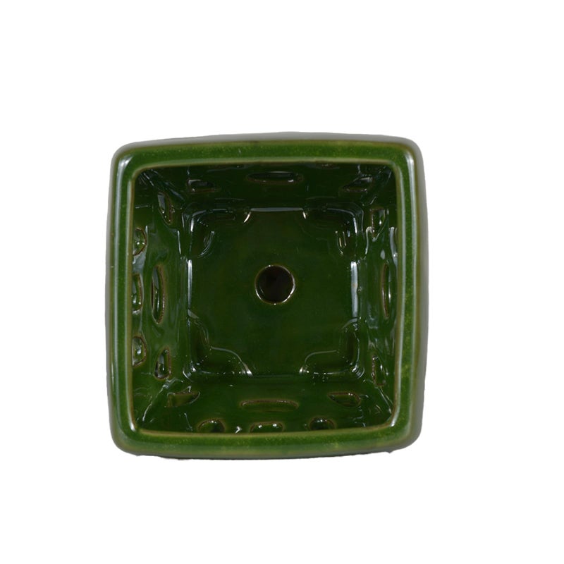 w w W&W Orchid Pot with Holes and Saucer for Repotting, Seagreen, 5.5" - Image 3