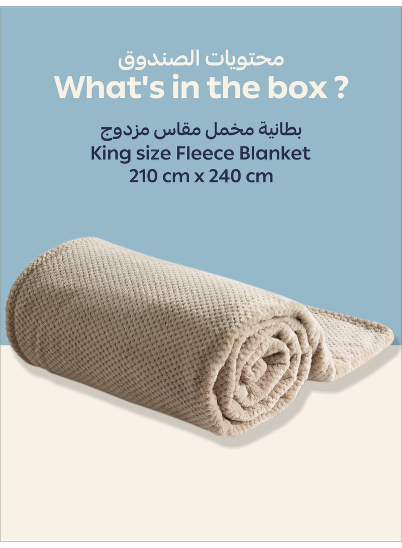 Donetella Fleece Blanket, King Size 210x240 cm, 300 GSM, Waffle Texture - Lightweight Ultra Soft & Warm Solid Throw Blanket, Cozy  for Sofa, Bed & Couch - Image 3