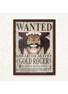 Art Decor Art Decor Framed Fine Art One Piece Wanted Poster Wall Art Gold Roger Artwork Anime Portrait Print Wall Décor for Bedroom Boys' Room Living Room Gaming Room  - Image 1