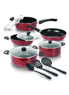 12-Piece Cookware Set, Aluminium, Non-Stick Surface, Tempered Glass Lids- Kadai Pan- Milk Pan- Casserole With Lid- 3 Nylon Spatula- PFOA Free - High Temperature Resistant Exterior Coating-ACS12M - pzsku/ZB39D95CD39424D46B12DZ/45/_/1739789159/743e5f44-e4be-4f29-84f1-92a78cfe1dab