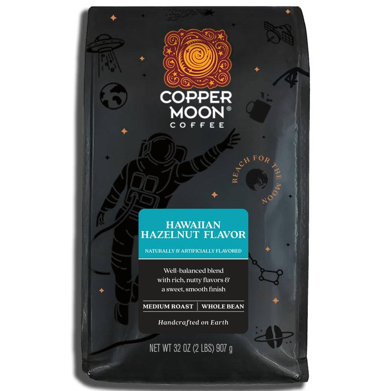 Copper Moon Medium Roast Whole Bean Coffee Hawaiian Hazelnut Blend 2 Lb