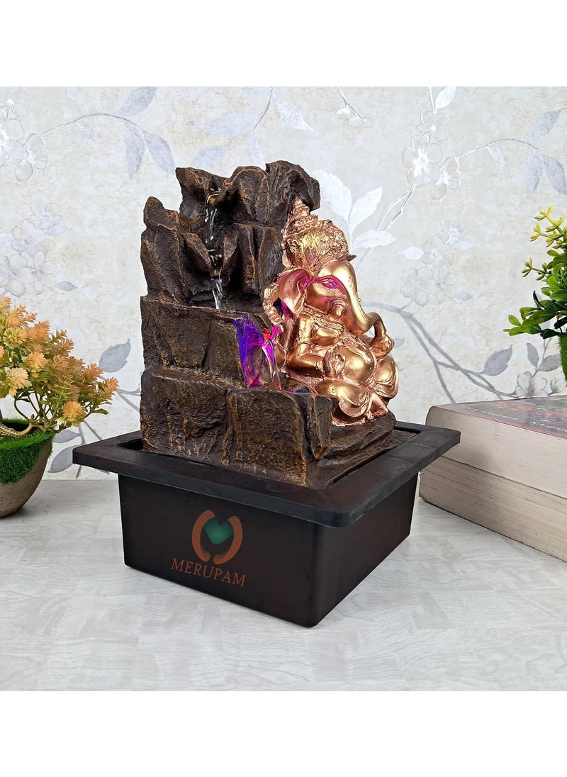 MERUPAM MERUPAM Ganesha Ganpati Tabletop Waterfall Fountain Meditation Relaxing Indoor Decoration Zen Fountain for Home Office Bedroom Decor  - Image 2