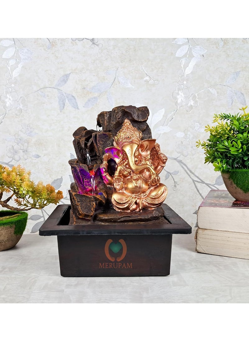 MERUPAM MERUPAM Ganesha Ganpati Tabletop Waterfall Fountain Meditation Relaxing Indoor Decoration Zen Fountain for Home Office Bedroom Decor  - Image 1
