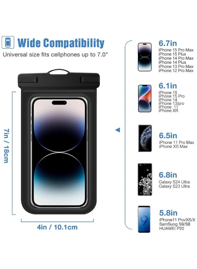 2 Pack Waterproof Phone Pouch Case Holder 7" Universal Underwater Cellphone Dry Bag For IPhone 16 15 14 13 Pro Max 12 11 Pro Max Xs XR X 8 7 Galaxy S23 S22 S21 Pixel Beac - Image 2