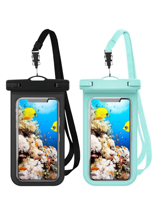 2 Pack Waterproof Phone Pouch Case Holder 7" Universal Underwater Cellphone Dry Bag For IPhone 16 15 14 13 Pro Max 12 11 Pro Max Xs XR X 8 7 Galaxy S23 S22 S21 Pixel Beac - Image 1