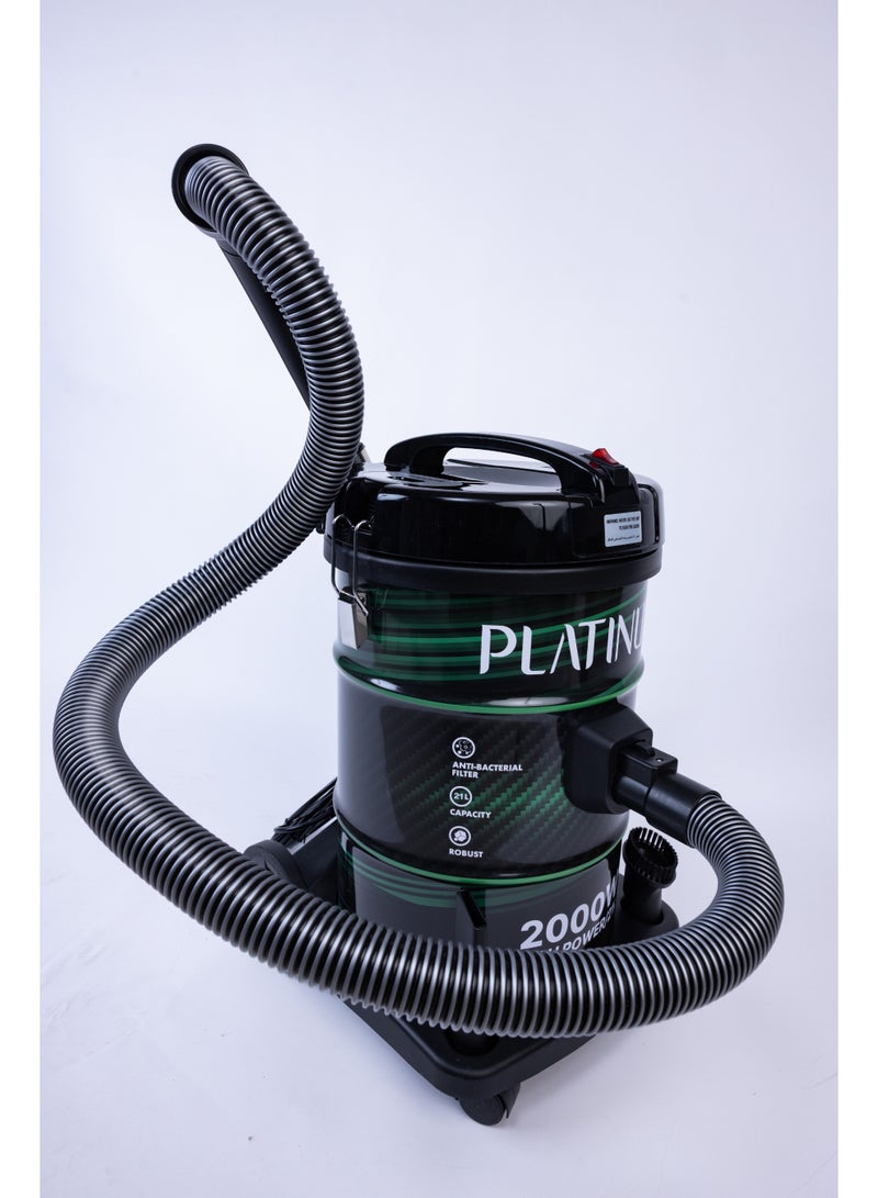 بلاتينيوم مكنسة برميل 2200 واط، 25 لتر، سلك 5 متر، اسود & رمادي - VC- 8325 - Image 4