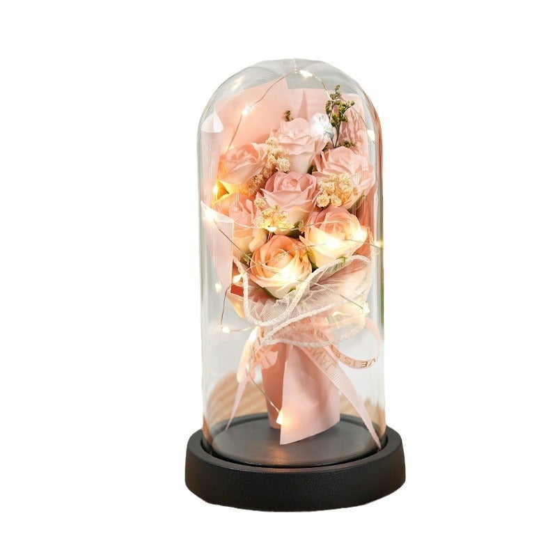 Rose Flower Lamp in Glass Dome with Preserved Flowers - Valentine's Day Gift for Couples, Teacher Appreciation, Home Decor - Image 5
