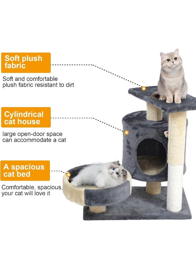 SKY-TOUCH - Cat Tree Tower, Cat Condo with Sisal Scratching Post, Circular Rest Activity Center Cat Climbing Tree, Sisal Posts, and Rest Place for Indoor Cat（54×49×33cm） - Image 1