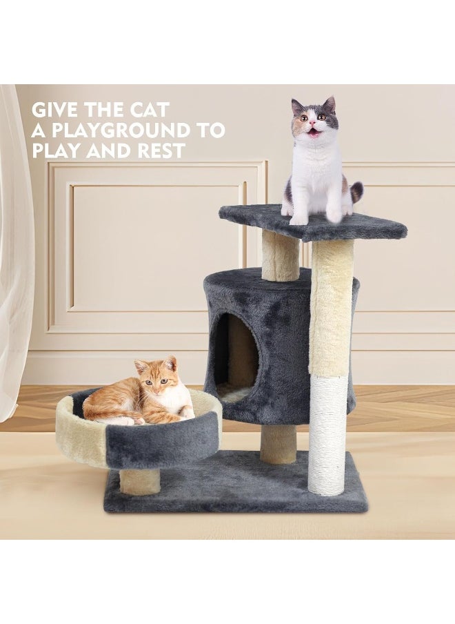 SKY-TOUCH - Cat Tree Tower, Cat Condo with Sisal Scratching Post, Circular Rest Activity Center Cat Climbing Tree, Sisal Posts, and Rest Place for Indoor Cat（54×49×33cm） - Image 1