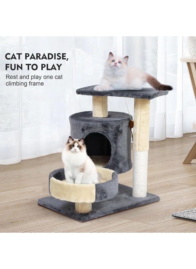 SKY-TOUCH - Cat Tree Tower, Cat Condo with Sisal Scratching Post, Circular Rest Activity Center Cat Climbing Tree, Sisal Posts, and Rest Place for Indoor Cat（54×49×33cm） - Image 1