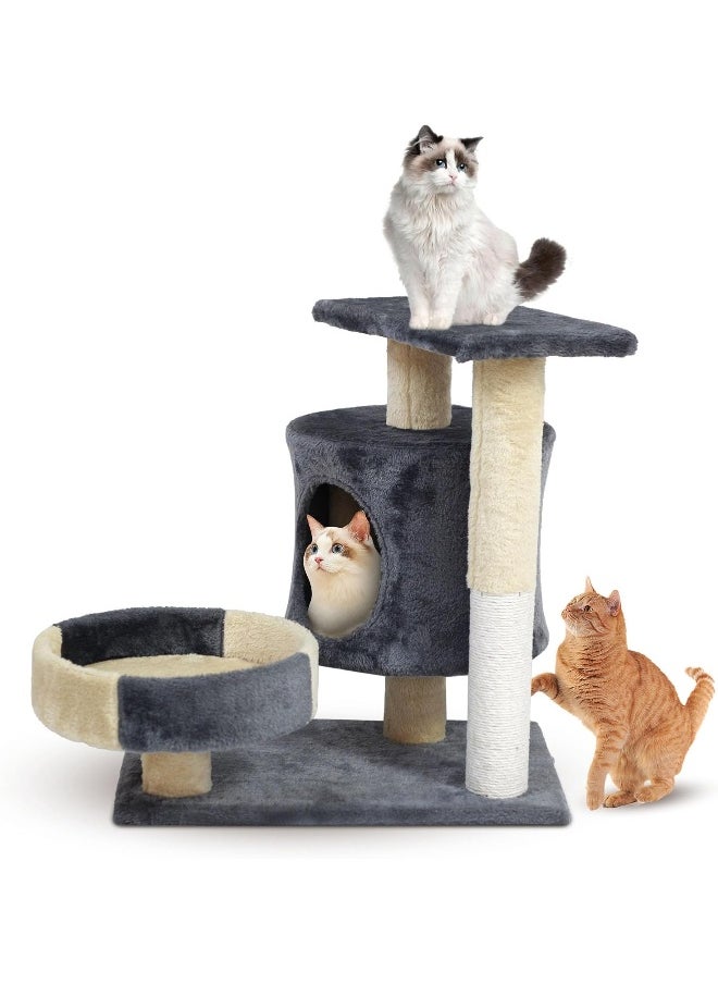 SKY-TOUCH - Cat Tree Tower, Cat Condo with Sisal Scratching Post, Circular Rest Activity Center Cat Climbing Tree, Sisal Posts, and Rest Place for Indoor Cat（54×49×33cm） - Image 1