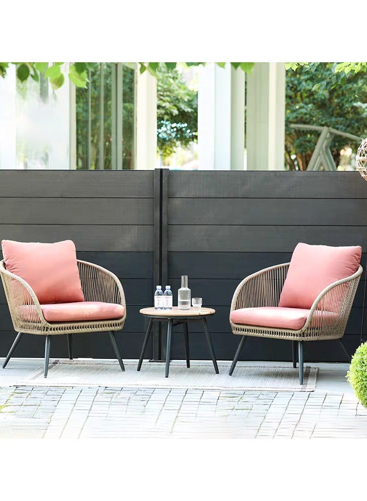 صن رايز طقم جلسة خارجية 3 قطع – كرسيان مريحان وطاولة جانبية، خيزران صناعي مقاوم للعوامل الجوية، مثالي للشرفة أو الفناء أو التراس - Image 1