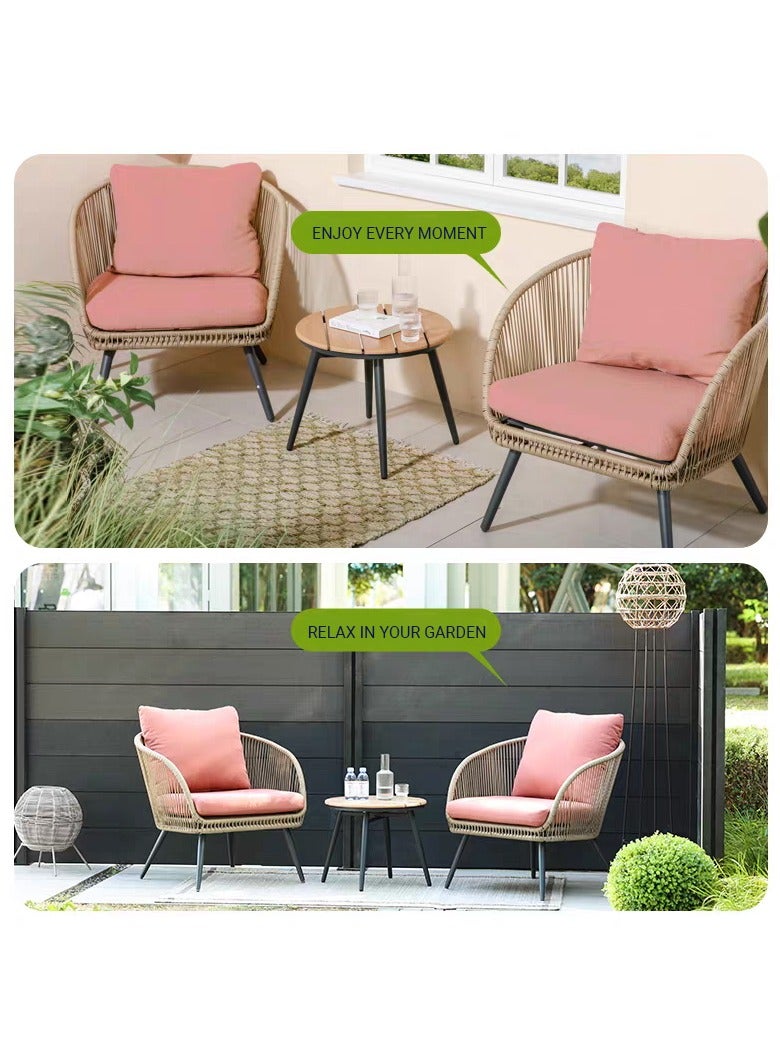 صن رايز طقم جلسة خارجية 3 قطع – كرسيان مريحان وطاولة جانبية، خيزران صناعي مقاوم للعوامل الجوية، مثالي للشرفة أو الفناء أو التراس - Image 2