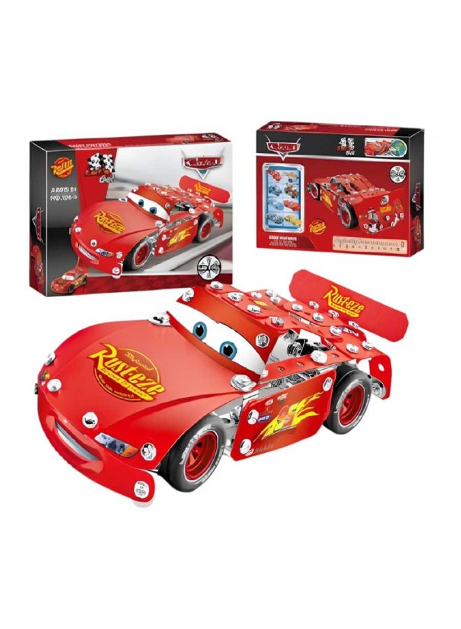 ميكانو معدن سيارة ديزني كارز اللعبة، نموذج مجسم سيارة سباق حمراء قابلة للفك وللتركيب - Image 2
