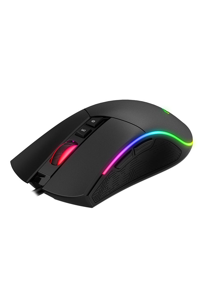 Generic - Havit MS1001 RGB Programmable Gaming Mouse with 7 Buttons, 4800 DPI, Customizable Backlit, 6 Adjustable Speeds - Wired Gaming Mouse-BLACK - Image 1