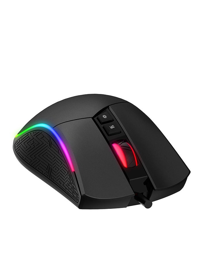 Generic - Havit MS1001 RGB Programmable Gaming Mouse with 7 Buttons, 4800 DPI, Customizable Backlit, 6 Adjustable Speeds - Wired Gaming Mouse-BLACK - Image 1