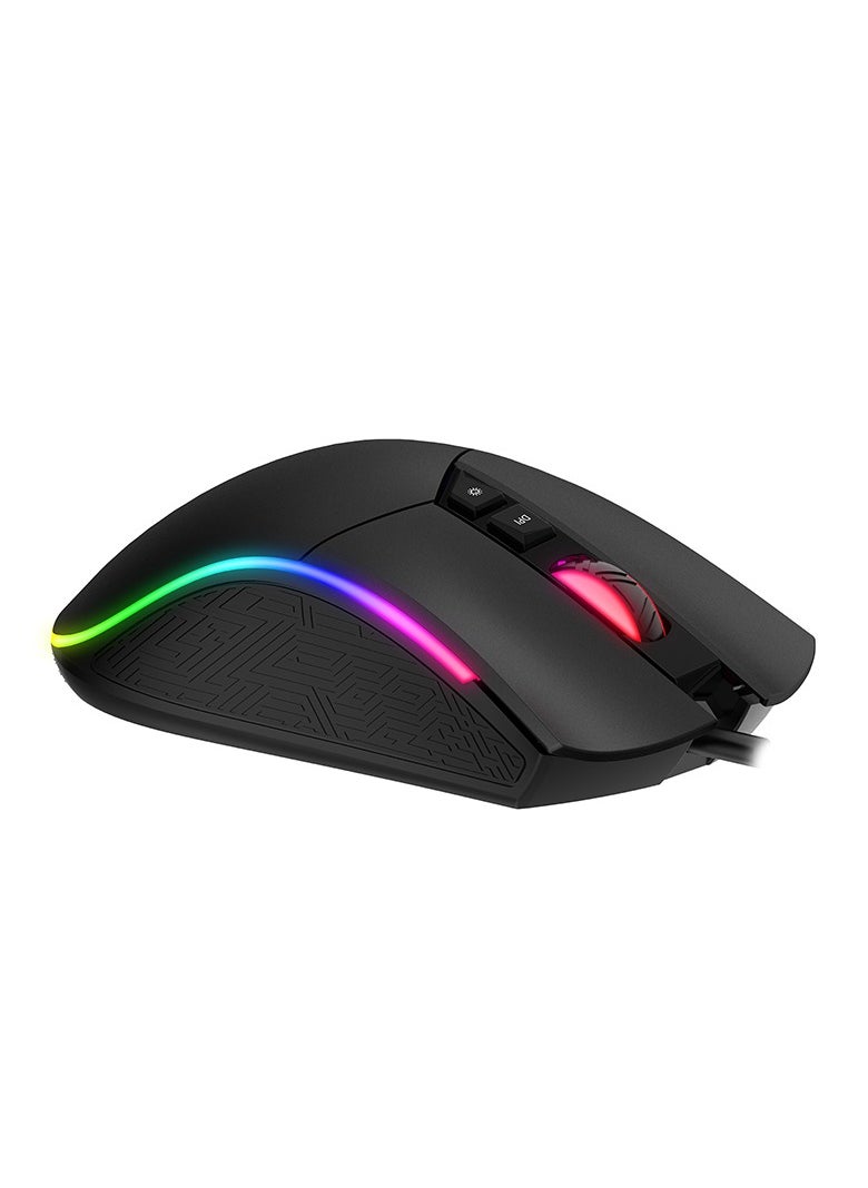Generic - Havit MS1001 RGB Programmable Gaming Mouse with 7 Buttons, 4800 DPI, Customizable Backlit, 6 Adjustable Speeds - Wired Gaming Mouse-BLACK - Image 1