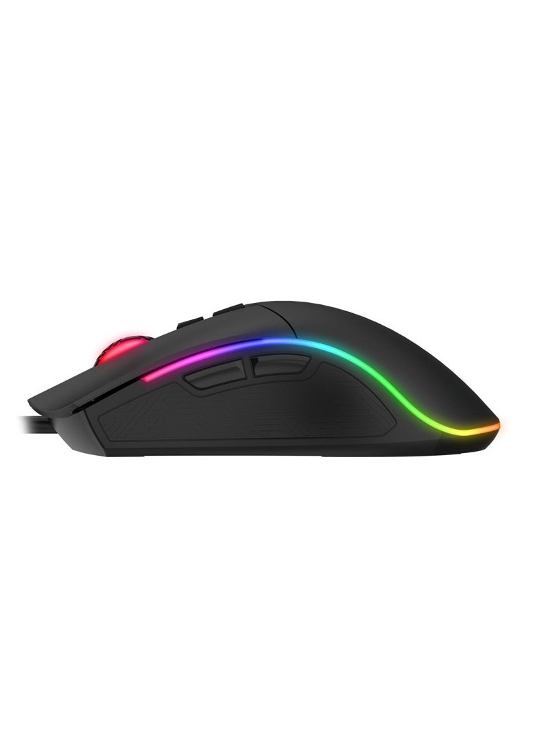 Generic - Havit MS1001 RGB Programmable Gaming Mouse with 7 Buttons, 4800 DPI, Customizable Backlit, 6 Adjustable Speeds - Wired Gaming Mouse-BLACK - Image 1