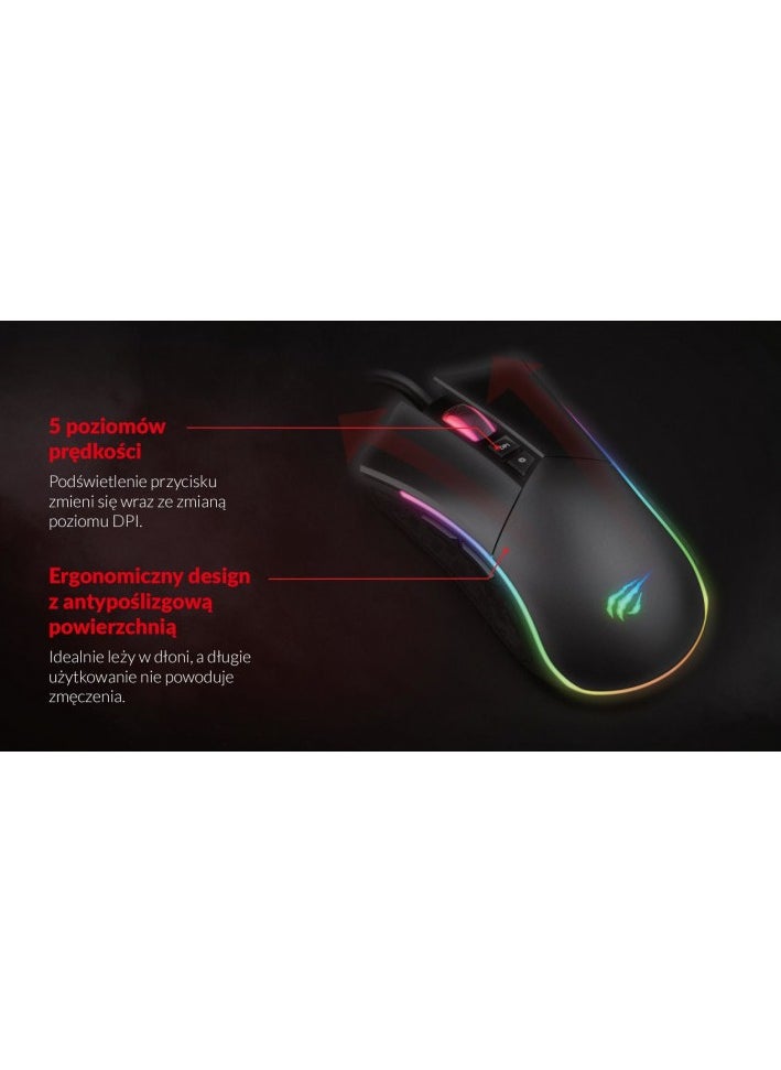 Generic - Havit MS1001 RGB Programmable Gaming Mouse with 7 Buttons, 4800 DPI, Customizable Backlit, 6 Adjustable Speeds - Wired Gaming Mouse-BLACK - Image 1